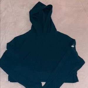 ALO Yoga Women's Teal Ribbed Hoodie Size M